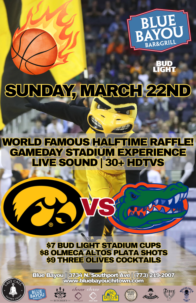 Hawkeyes vs Gators Watch Party at Blue Bayou - March 22nd