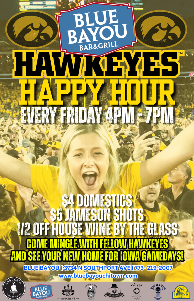 Hawkeyes Happy Hour at Blue Bayou – Every Friday, 4PM–7PM