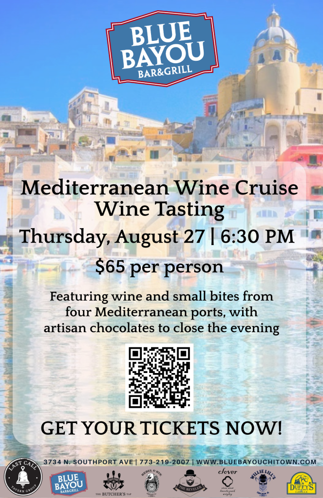 August 27, 2026 | Mediterranean Wine Cruise Wine Tasting | Blue Bayou