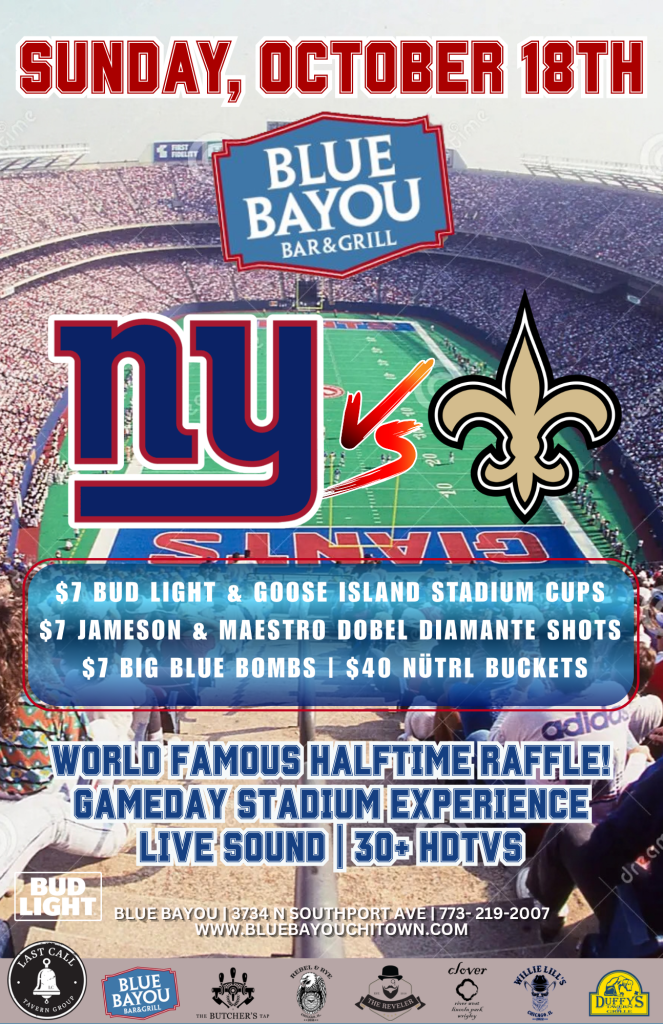 October 18, 2026 | Giants vs. Saints | Blue Bayou